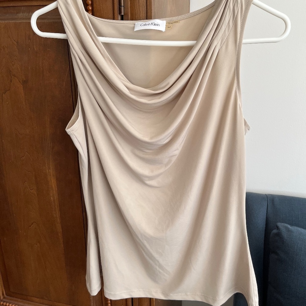 Calvin Klein Sleeveless Drape Top-M